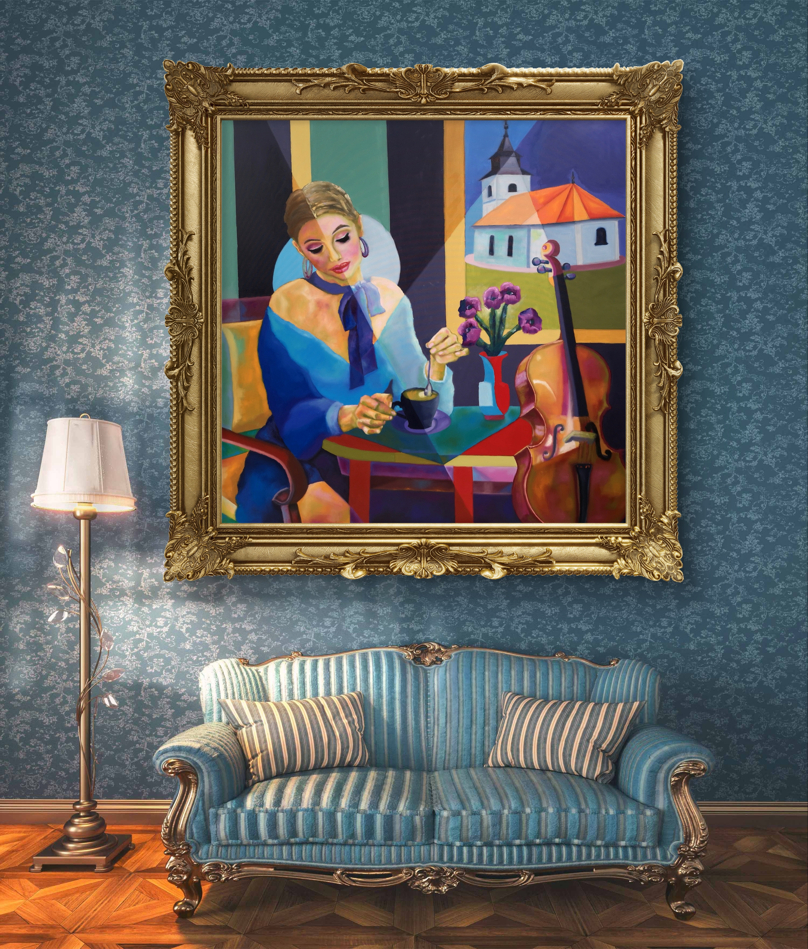 Hallgass a szívedre, 150 x 150 cm, olaj, vászon, Türkizkanapé.jpg